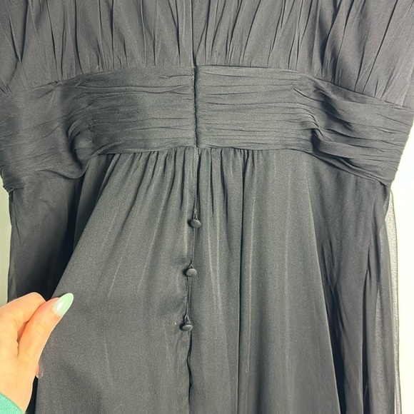 Rickie Freeman for Teri Jon Black 100% Silk 90s Y2K Rosette Strap Mini Dress 14 - Picture 3 of 16